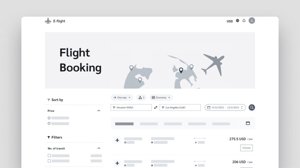 Flight booking web application examples - Visily AI