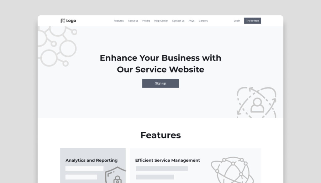 Business website wireframe