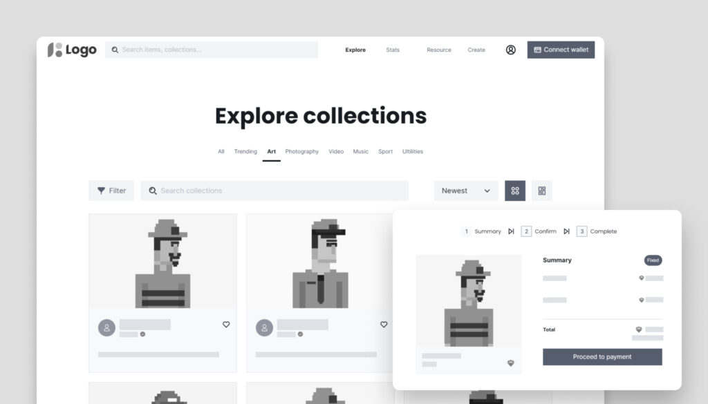 NFT Marketplace Wireframe