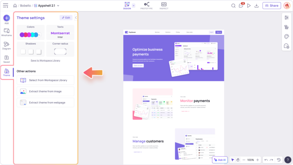 Update Theme management panel